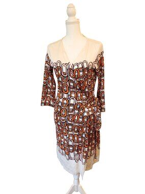 Diane Von Furstenberg Geometric Wrap Dress, Size 10